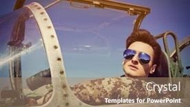  Presentation with fighter jet - Presentation theme enhanced with portrait-of-a-handsome-man background and a coral colored foreground