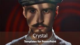  Presentation with detective - Cool new slide deck with portrait-of-a-handsome-man backdrop and a tawny brown colored foreground