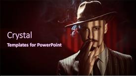  Presentation with cigar - Theme having portrait-of-a-handsome-man background and a wine colored foreground