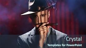  Presentation with classical - Audience pleasing slide set consisting of portrait-of-a-handsome-man backdrop and a ocean colored foreground