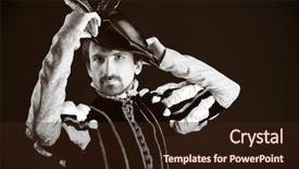  Presentation with costume - Presentation having man grandee in 16th century background and a wine colored foreground