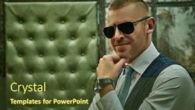  Presentation with luxury fashion - Presentation design featuring portrait-of-a-handsome-mature background and a tawny brown colored foreground