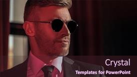  Presentation with formal - Colorful presentation theme enhanced with portrait-of-a-handsome-mature backdrop and a wine colored foreground