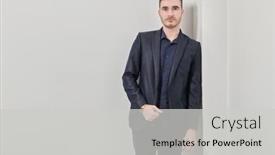  Presentation with space suit - Slide set with portrait-of-a-handsome-mature background and a light gray colored foreground