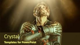  Presentation with scars - Presentation theme consisting of portrait-of-a-handsome-medieval background and a tawny brown colored foreground