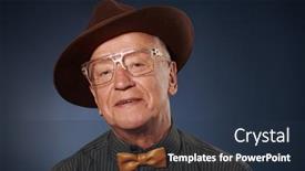  Presentation with old man - Presentation theme with portrait-of-a-handsome-old background and a tawny brown colored foreground