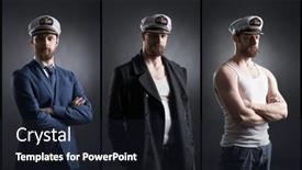  Presentation with navigation - Presentation theme having portrait-of-a-handsome-sailor background and a wine colored foreground