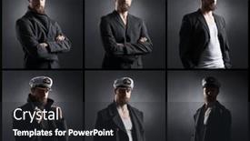  Presentation with navigation - PPT theme having portrait-of-a-handsome-sailor background and a dark gray colored foreground