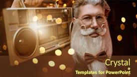  Presentation with elegant party - Presentation theme featuring portrait-of-a-handsome-santa background and a tawny brown colored foreground
