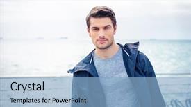  Presentation with adventure sports man - PPT layouts having portrait of a handsome sports background and a  colored foreground