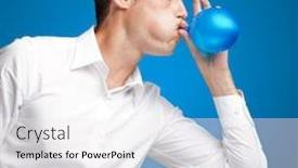  Presentation with blue music - PPT theme enhanced with balls air - portrait of a handsome young background and a white colored foreground