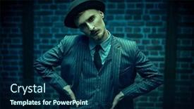  Presentation with elegant light blue - Audience pleasing PPT theme consisting of portrait-of-a-handsome-young backdrop and a navy blue colored foreground