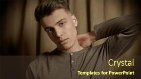  Presentation with curtains - Slides having portrait-of-a-handsome-young background and a tawny brown colored foreground