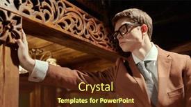  Presentation with apartments - PPT theme featuring portrait-of-a-handsome-young background and a tawny brown colored foreground