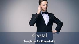  Presentation with black man fashion - Slide set having portrait of a handsome young man in elegant black suit and a bow-tie male beauty fashion studio shot background and a ocean colored foreground