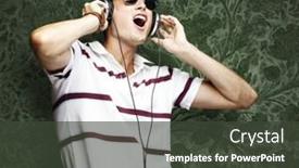  Presentation with vintage music - Cool new presentation with portrait of a handsome young man listening to music against a vintage wall backdrop and a dark gray colored foreground