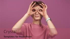  Presentation with adolescence - PPT layouts featuring portrait-of-a-happy-active background and a violet colored foreground