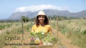  Presentation with organic farming - PPT theme consisting of portrait-of-a-happy-african background and a coral colored foreground