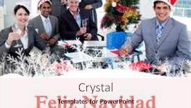 Presentation with team party - PPT layouts featuring portrait of a happy business team toasting with champagne at a christmas party against feliz navidad background and a lemonade colored foreground