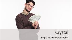  Presentation with glasses - Beautiful theme featuring portrait-of-a-happy-casual backdrop and a light gray colored foreground