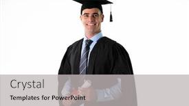  Presentation with certificate - Audience pleasing slide deck consisting of portrait-of-a-happy-caucasian backdrop and a light gray colored foreground