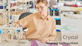  Presentation with apparel industry - Presentation design featuring portrait-of-a-happy-creative background and a coral colored foreground