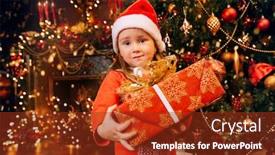  Presentation with miracles - Amazing PPT theme having portrait-of-a-happy-cute backdrop and a tawny brown colored foreground