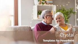  Presentation with elderly home - Theme with portrait-of-a-happy-elderly background and a coral colored foreground