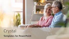  Presentation with elderly home - PPT layouts with portrait-of-a-happy-elderly background and a soft green colored foreground