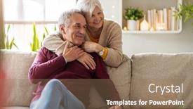  Presentation with elderly home - Theme having portrait-of-a-happy-elderly background and a coral colored foreground