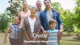  Presentation with extended family - Audience pleasing PPT theme consisting of portrait of a happy extended backdrop and a tawny brown colored foreground