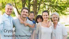  Presentation with extended family - Presentation theme featuring portrait of a happy extended background and a light blue colored foreground