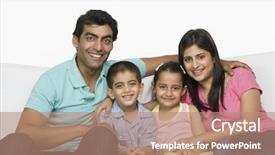 Presentation with family - Theme featuring portrait of a happy family background and a coral colored foreground