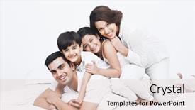  Presentation with bed - Audience pleasing slide set consisting of portrait of a happy family backdrop and a soft green colored foreground