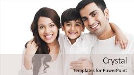  Presentation with family - Colorful slide set enhanced with portrait of a happy family backdrop and a soft green colored foreground