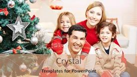  Presentation with family tree - Amazing PPT theme having portrait-of-a-happy-family backdrop and a coral colored foreground