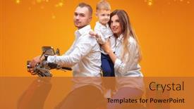  Presentation with shining stars - Beautiful PPT theme featuring portrait-of-a-happy-family backdrop and a red colored foreground