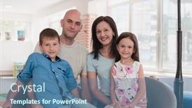  Presentation with preschool family - PPT theme having portrait-of-a-happy-family background and a ocean colored foreground