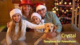  Presentation with portrait happy family smiling - Theme having portrait of a happy family background and a  colored foreground