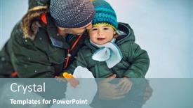  Presentation with snowman - Amazing PPT theme having portrait-of-a-happy-father backdrop and a seafoam green colored foreground