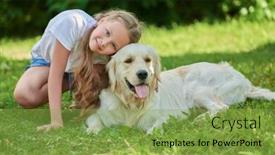  Presentation with dog park - Slide set featuring portrait-of-a-happy-girl background and a seafoam green colored foreground