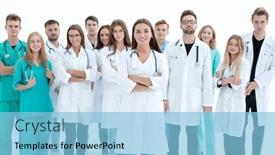  Presentation with group - Slides with portrait-of-a-happy-group background and a light blue colored foreground