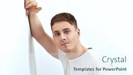  Presentation with men health - Beautiful slide set featuring portrait-of-a-happy-handsome backdrop and a sky blue colored foreground