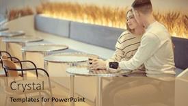  Presentation with relationship - Slide set with portrait-of-a-happy-loving background and a coral colored foreground