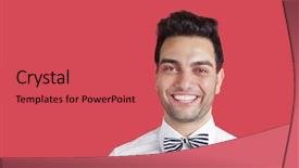  Presentation with red bow - Presentation theme enhanced with portrait-of-a-happy-mid background and a red colored foreground