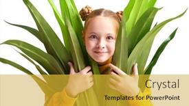  Presentation with green travel - Presentation theme with portrait-of-a-happy-pretty background and a yellow colored foreground
