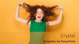  Presentation with hair dress - Amazing presentation design having portrait-of-a-happy-redhead backdrop and a gold colored foreground