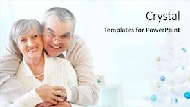  Presentation with active seniors senior couple - Slides featuring portrait of a happy senior background and a cool aqua colored foreground