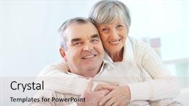  Presentation with senior couple - Presentation consisting of portrait of a happy senior background and a soft green colored foreground