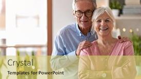  Presentation with senior couple - PPT theme with portrait-of-a-happy-senior background and a yellow colored foreground